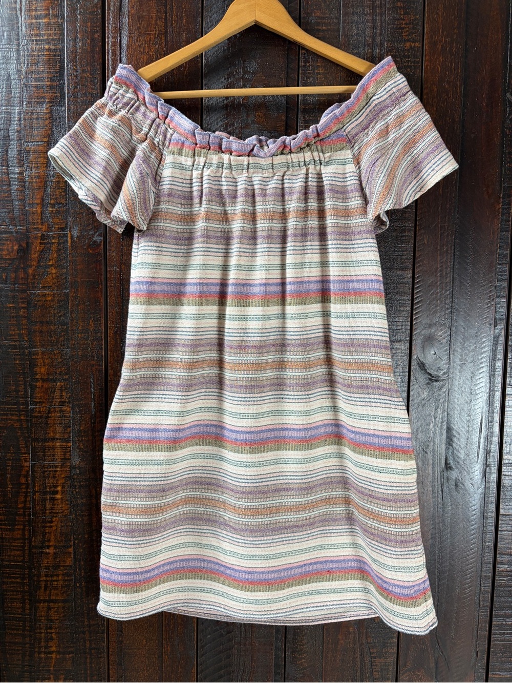 Philosophy Striped Off-Shoulder Summer Shift Dress - Size Large